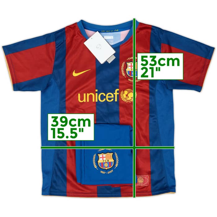 2007-08 Barcelona Home Shirt & Shorts (S.Boys)