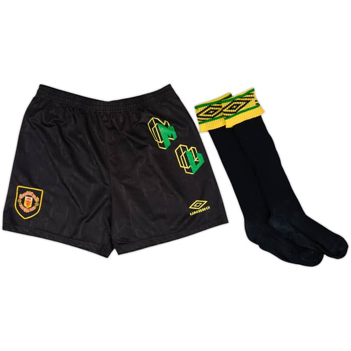 Pantalones cortos y calcetines de la tercera equipación del Manchester United 1992-93 - 8/10 - (M)