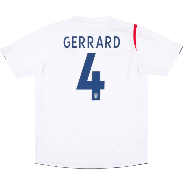 2005 England Match Issue Home Shirt Gerrard #4 (v Azerbaijan)
