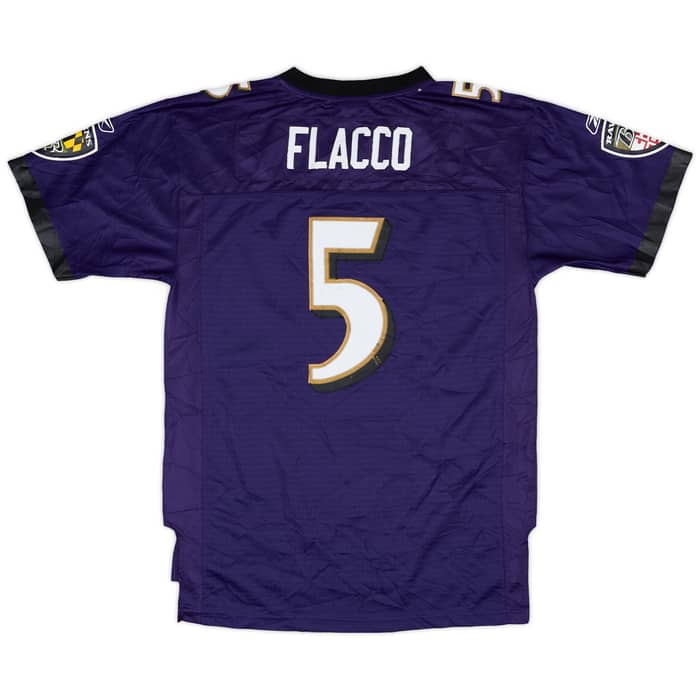 2008-11 Baltimore Ravens Flacco #5 Reebok Premier Home Jersey - 6/10 - (XL.Boys)