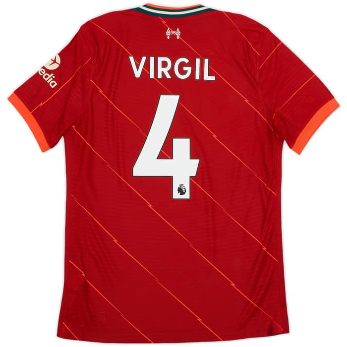 2021-22 Liverpool Authentic Home Shirt Virgil #4 - 9/10 - (M)