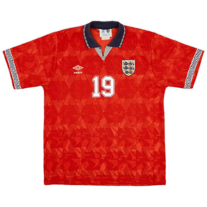 1990-93 England Away Shirt Gascoigne #19 - 7/10 - (L)