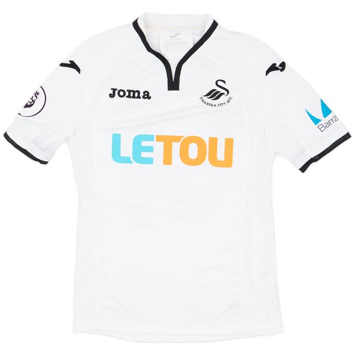 2017-18 Swansea Match Worn Home Shirt Carroll #14