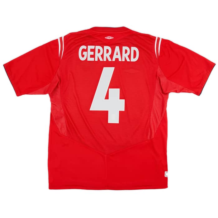 2004-06 England Away Shirt Gerrard #4 - 9/10 - (L)