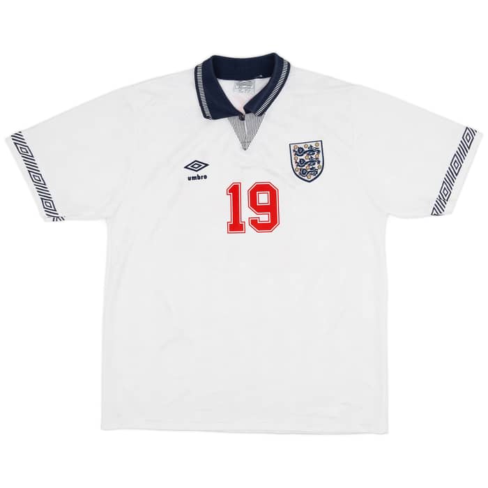 1990-92 England Home Shirt Gascoigne #19 - 9/10 - (L)