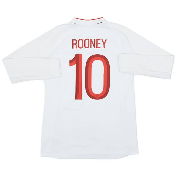 2012-13 England Home L/S Shirt Rooney #10 - 8/10 - (M)
