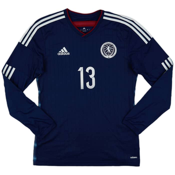 2014-15 Scotland Player Issue Home L/S Shirt #13 - 10/10 - (M)