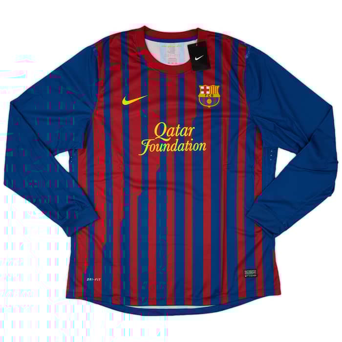 2011-12 Barcelona Player Issue Home L/S Shirt David Villa #7 (XXL)