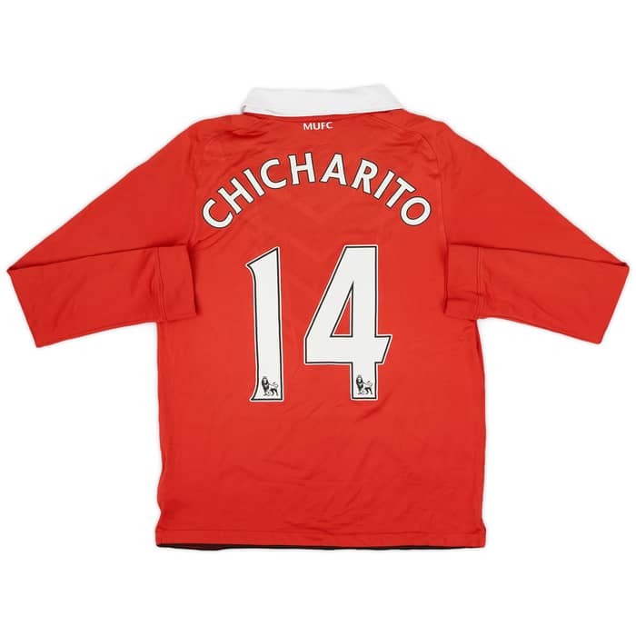 2010-11 Manchester United Home L/S Shirt Chicharito #14 - 7/10 - (XL.Boys)