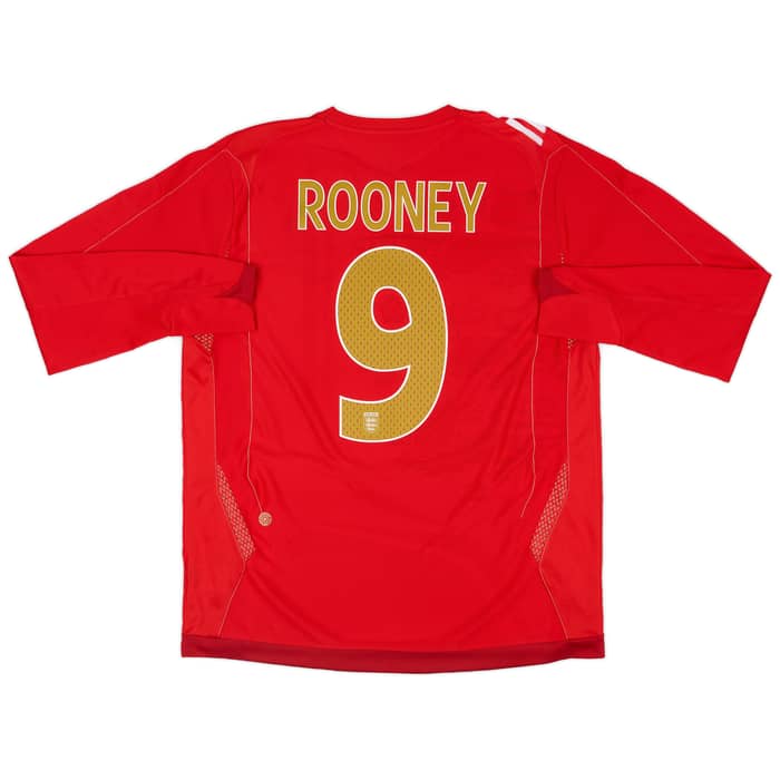 2006-08 England Away L/S Shirt Rooney #9 - 5/10 - (L)