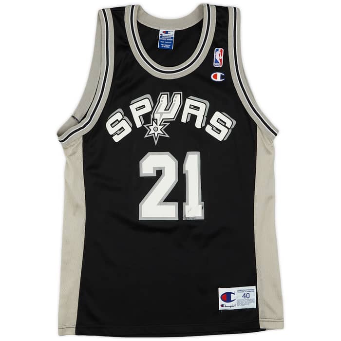 1997-01 San Antonio Spurs Duncan #21 Champion Away Jersey (Very Good) M