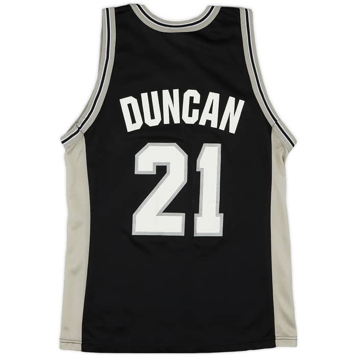 1997-01 San Antonio Spurs Duncan #21 Champion Away Jersey (Very Good) M