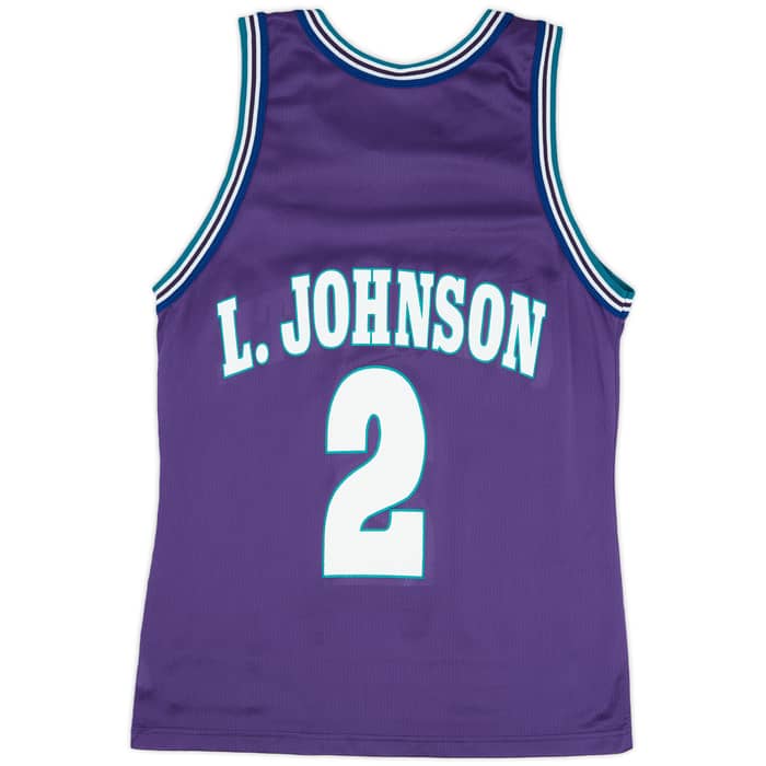 1994-95 Charlotte Hornets L. Johnson #2 Champion Alternate Jersey (Very Good) M