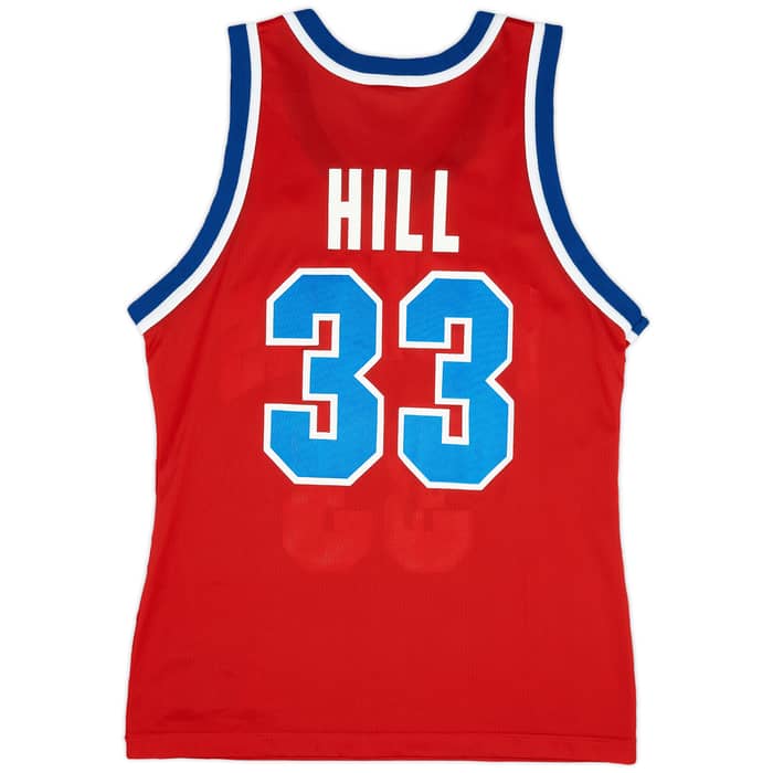 1995-96 Detroit Pistons Hill #33 Champion Alternate Jersey (Excellent) S