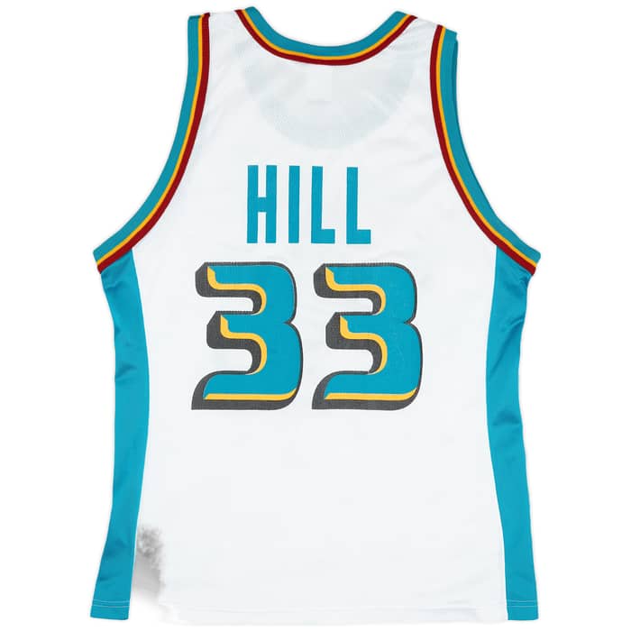 1996-00 Detroit Pistons Hill #33 Champion Home Jersey (Very Good) L