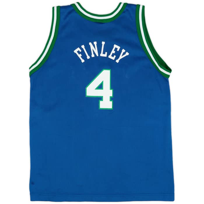 1996-01 Dallas Mavericks Finley #4 Champion Away Jersey (Excellent) L.Kids