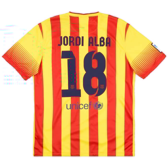 2013-14 Barcelona Away Shirt Jordi Alba #18 (L)