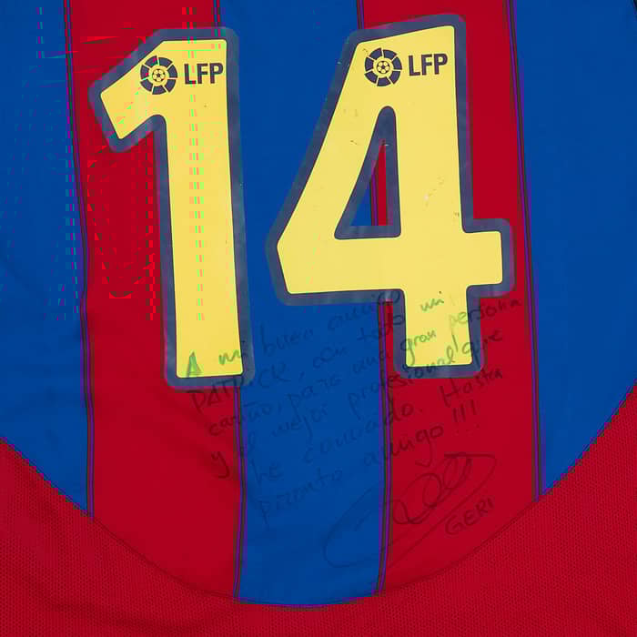 2003-04 Barcelona Match Issue Signed Home Shirt Gerard #14
