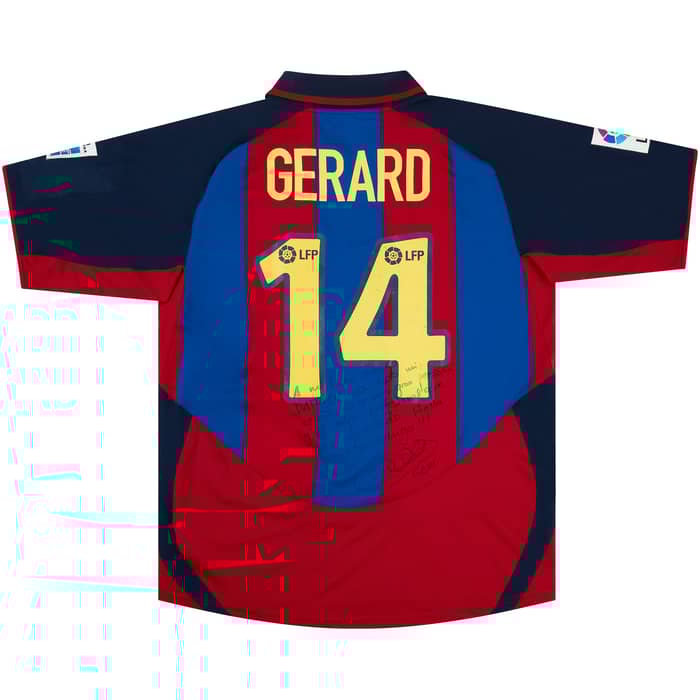 2003-04 Barcelona Match Issue Signed Home Shirt Gerard #14