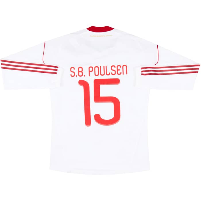 2010 Denmark Match Issue World Cup Signed Home L/S Shirt S.B. Poulsen #15 (v Netherlands)