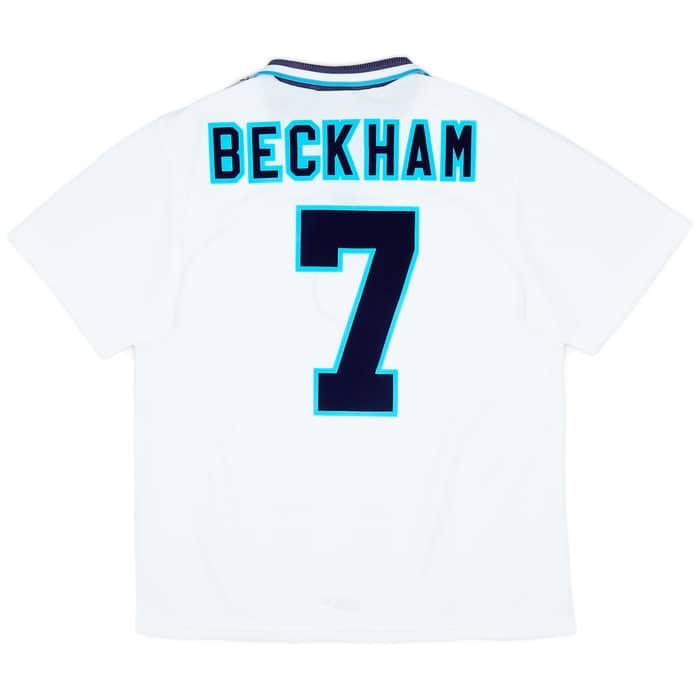 1995-97 England Home Shirt Beckham #7 - 8/10 - (L)