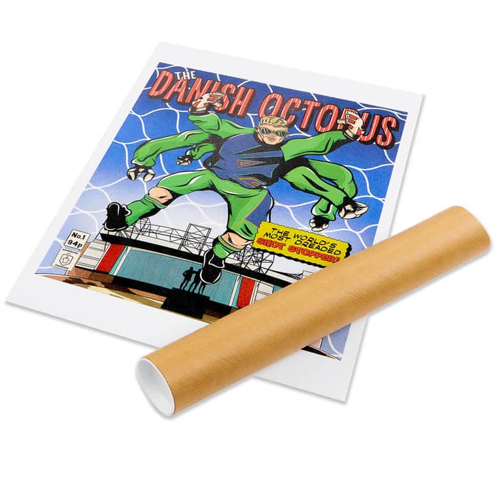 1994-96 Peter Schmeichel 'The Danish Octopus' Comic Book Superheroes A3 Print/Poster