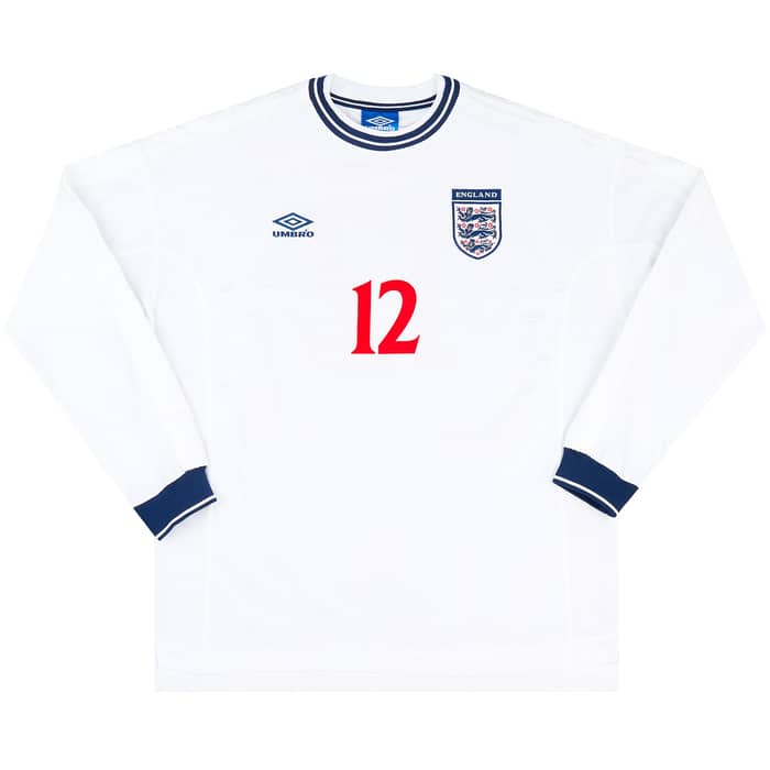1999-01 England Home L/S Shirt Southgate #12 - 8/10 - (XXL)