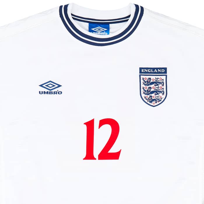 1999-01 England Home L/S Shirt Southgate #12 - 8/10 - (XXL)