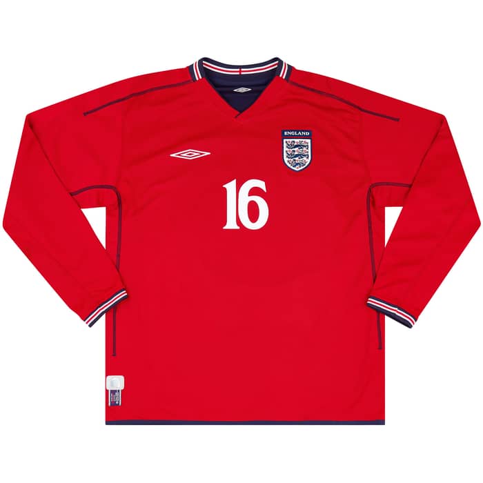 2002-04 England Away L/S Shirt Southgate #16 - 8/10 - (XXL)