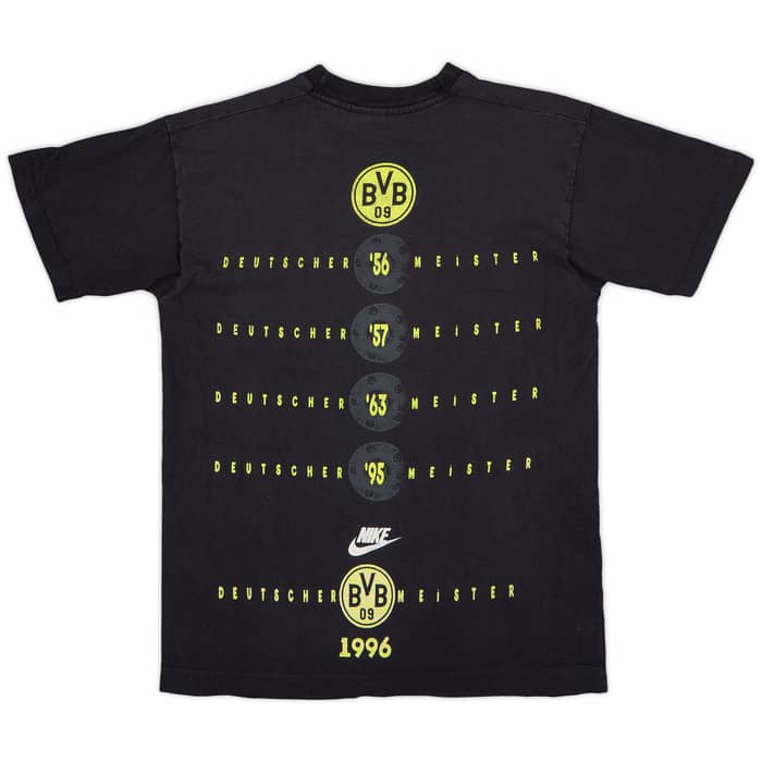 1995-96 Borussia Dortmund Nike 'Deutscher Meister 1995/96' Graphic Shirt - 7/10 - (S)