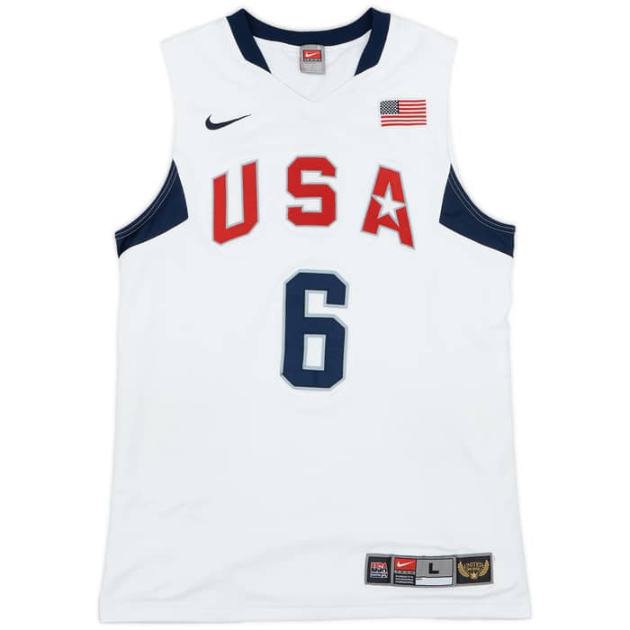 2008 USA James #6 Nike Authentic Home Jersey - 7/10 - (L)