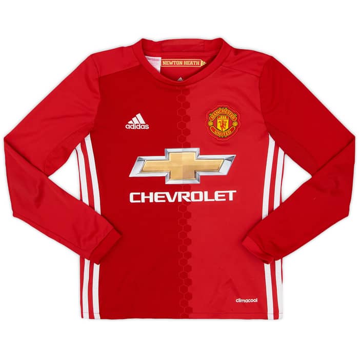 2016-17 Manchester United Home L/S Shirt Pogba #6 - 7/10 - (S.Boys)