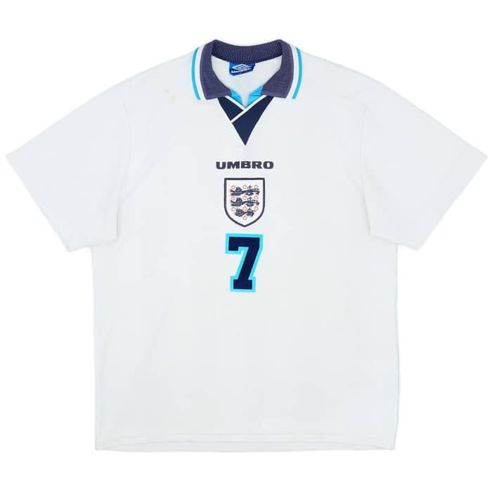 1995-97 England Home Shirt Beckham #7 - 5/10 - (XL)