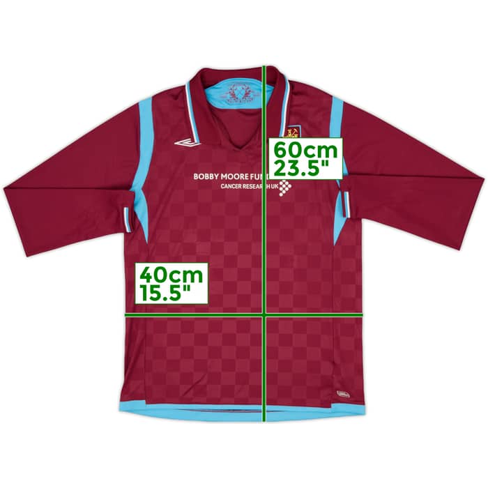 2009-10 West Ham Home L/S Shirt - 8/10 - (XL.Boys)
