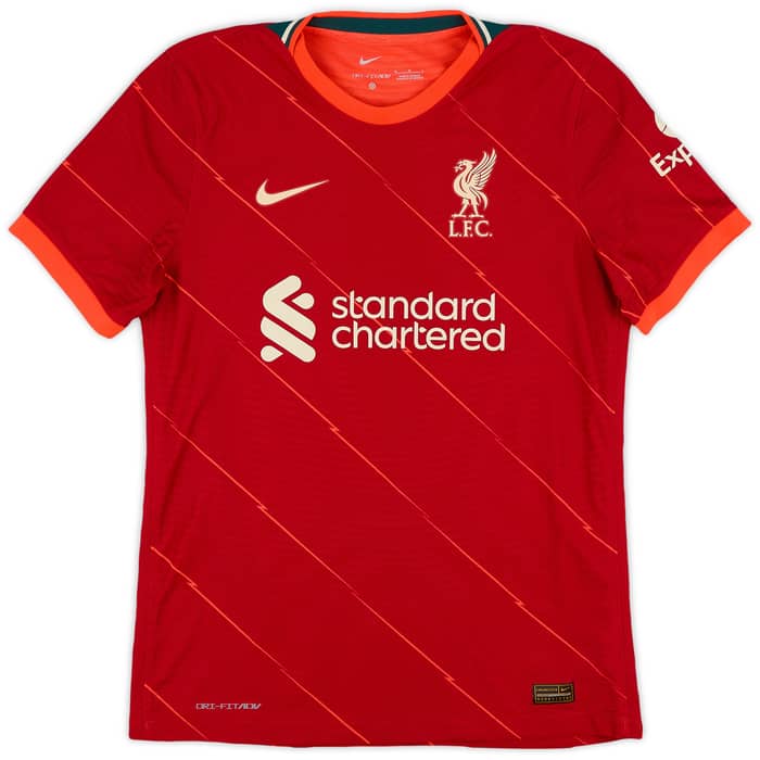 2021-22 Liverpool Authentic Home Shirt Virgil #4 - 8/10 - (M)