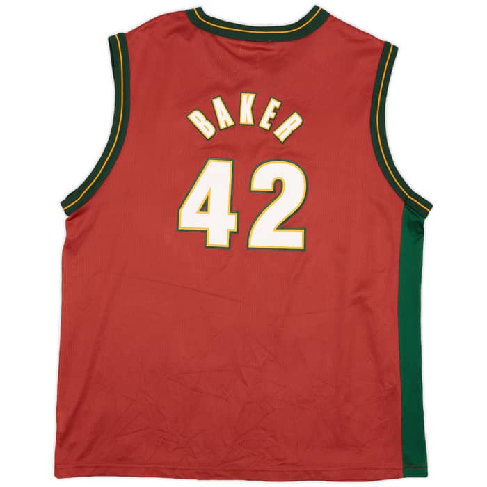 1999-01 Seattle Supersonics Baker #42 Champion Alternate Jersey - 9/10 - (XL.Boys)