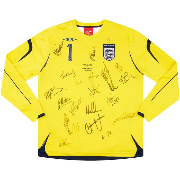 2008 England U-21 Match Issue Signed GK Shirt Hart #1 (v Wales)