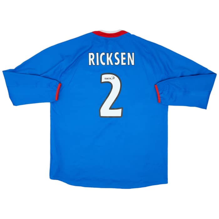 2003-05 Rangers Home L/S Shirt Ricksen #2 - 7/10 - (XL)