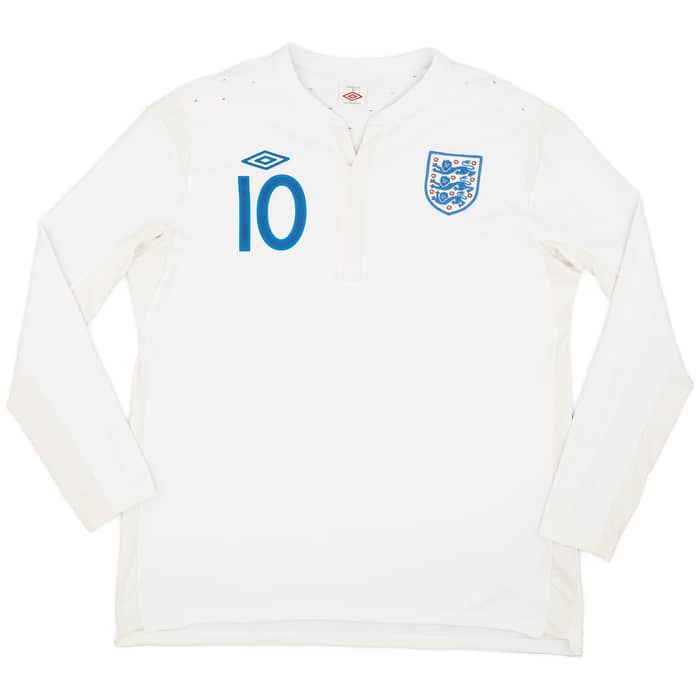 2010-11 England Home L/S Shirt Rooney #10 - 8/10 - (XXL)