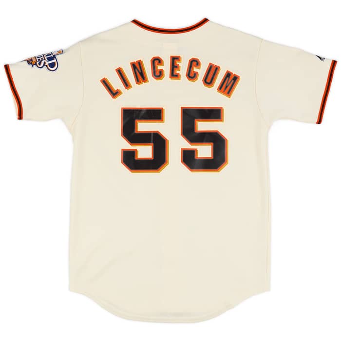 2010 San Francisco Giants Lincecum #55 Majestic Home Jersey - 8/10 - (L.Boys)
