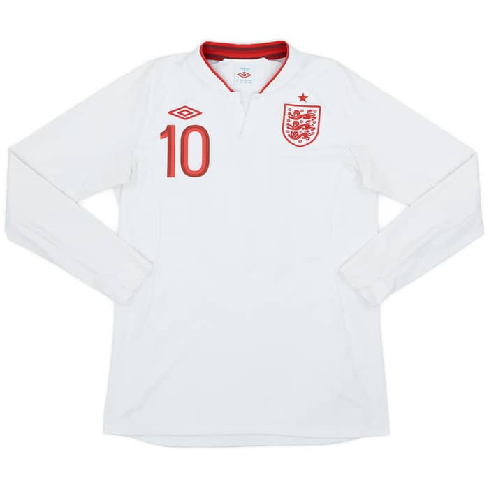 2012-13 England Home L/S Shirt Rooney #10 - 8/10 - (M)