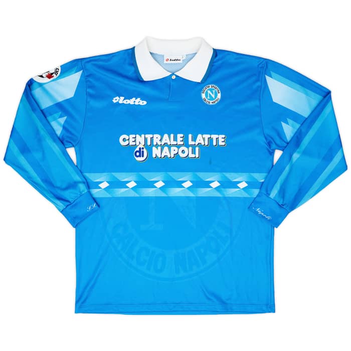 1996-97 Napoli Match Worn Home L/S Shirt Caccia #18
