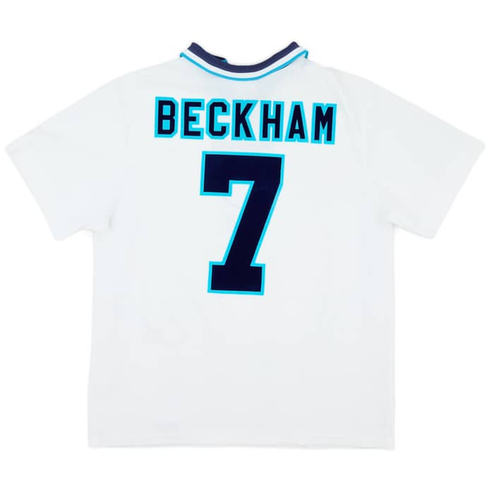 1995-97 England Home Shirt Beckham #7 - 8/10 - (L)