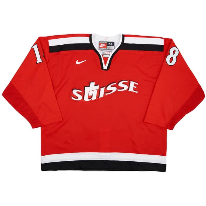 1998 Switzerland National Hockey Team #18 Nike Authentic Home Jersey - 8/10 - (XXL)
