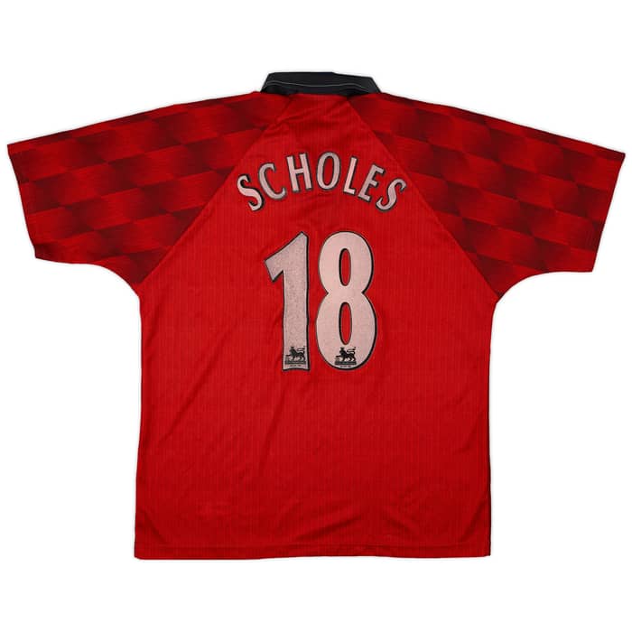 1996-98 Manchester United Home Shirt Scholes #18 - 5/10 - (L)