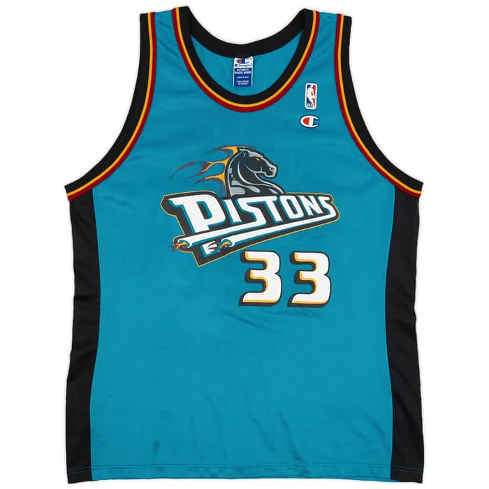 1996-00 Detroit Pistons Hill #33 Champion Away Jersey - 6/10 - (XL)