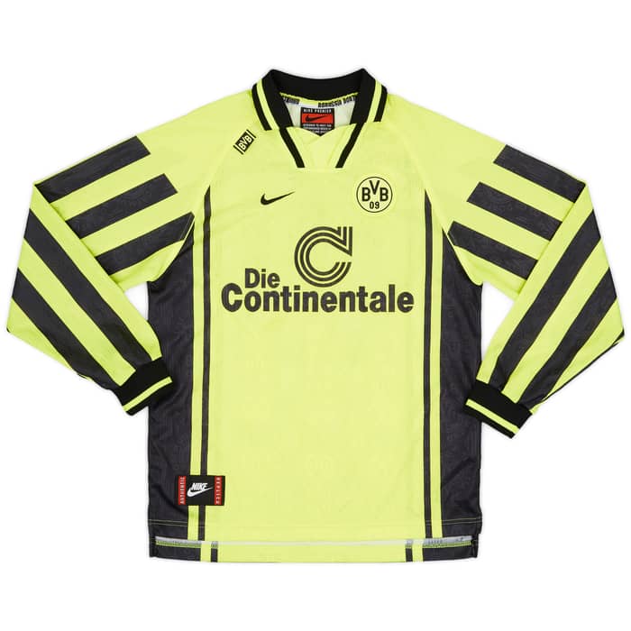 1996-97 Borussia Dortmund Home L/S Shirt Moller #10 - 8/10 - (XL.Boys)