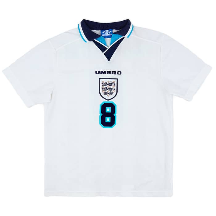 1995-97 England Home Shirt Gascoigne #8 - 8/10 - (L)