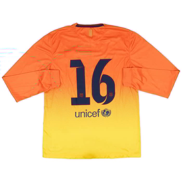 2012-13 Barcelona Match Issue Away L/S Shirt #16