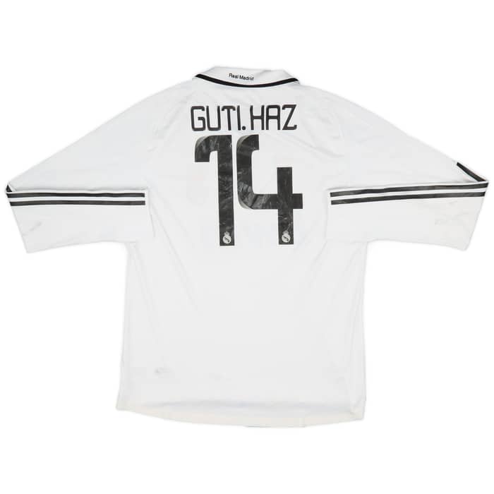2008-09 Real Madrid Player Issue Home L/S Shirt Guti. Haz #14 - 4/10 - (XL)